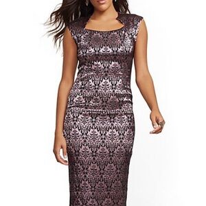 New York & Company Black and Pink Patterned Dress